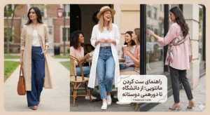 جدیدترین مدلهای ست شومیز مانتویی با شلوار بگ ۲. استایل دانشجویی شیک با شومیز مانتویی بلند ۳. تیپ اسپرت دخترانه با شومیز و کتونی ۴. اصول ست کردن شومیز مانتویی جلو باز ۵. مدل بستن شال با شومیز مانتویی اسپرت tandook.ir